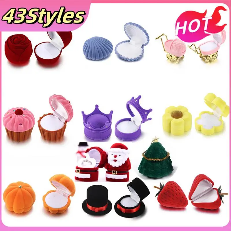CAJA DE ANILLO 3/1PCS 43styles Krásne zamatové šperky Kontajner snubný prsteň krabičky pre náušnice DISPLATNÁ KOBIK DOSPORNE HORDE CHRISTMA