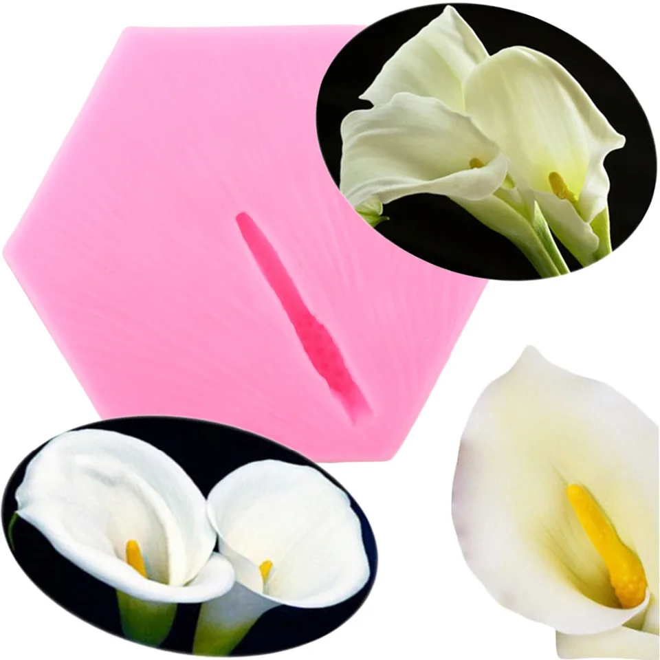 Calla Lily Martini Stammen Chocolate Silikone Fold Flower Making Polymer Clay forma DIY Cupcake Fondant Cake Deskotujúce náradie