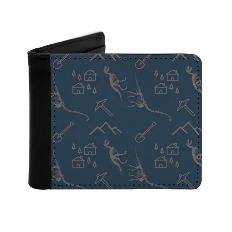 Calvin On Adventure Men Leather Peňaženka Kreditná karta/id Držitelia vložky Money Bag Mužské kabelky Dinosaur Stegosaurus Tools
