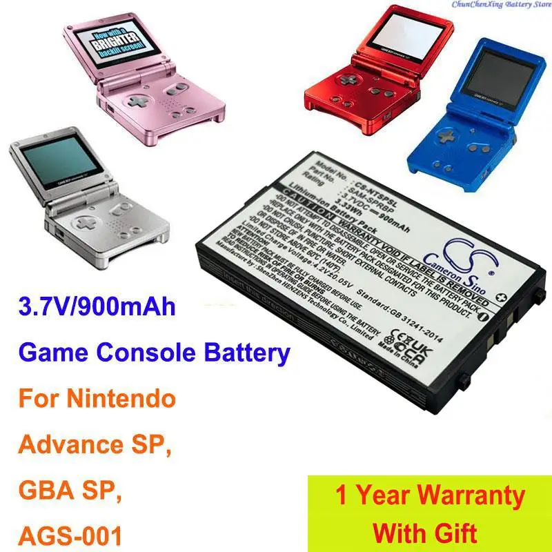 Cameron Sino 900 mAh batéria AGS-003, SAM-SPRBP pre Nintendo Advance SP, AGS-001, GBA SP