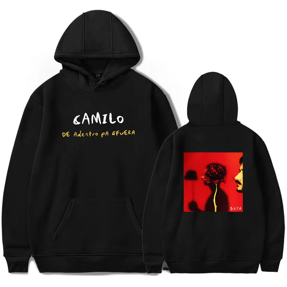 Camilo merch de adentro pa fuera Tour s kapucňou pre mužov recling mikiny mikina mikiny hudobné fanúšikov