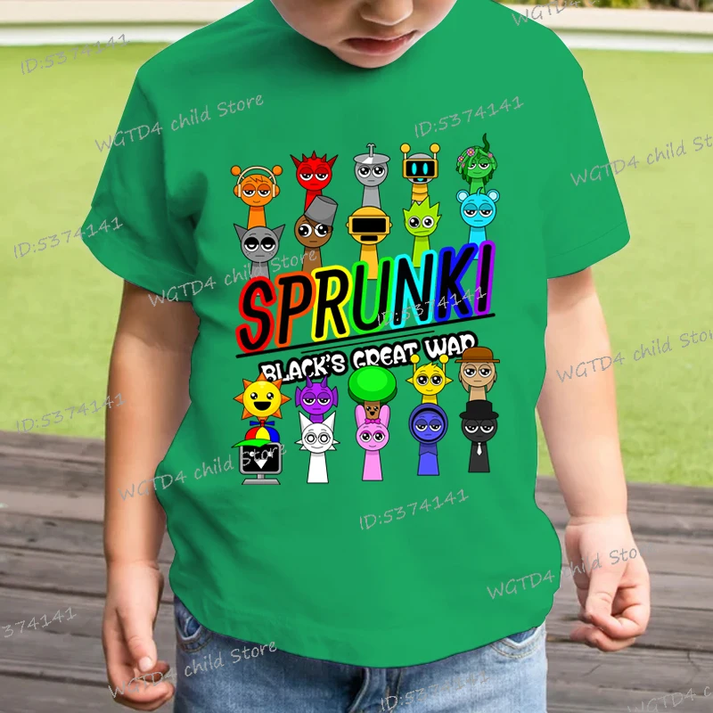 Camisetas Sprunki T košeľa detská hororová hra Incredibox Tričko dievčatá s krátkym rukávom Tops Boys Kartoon Sprunki Funtised Fashion Tshirt