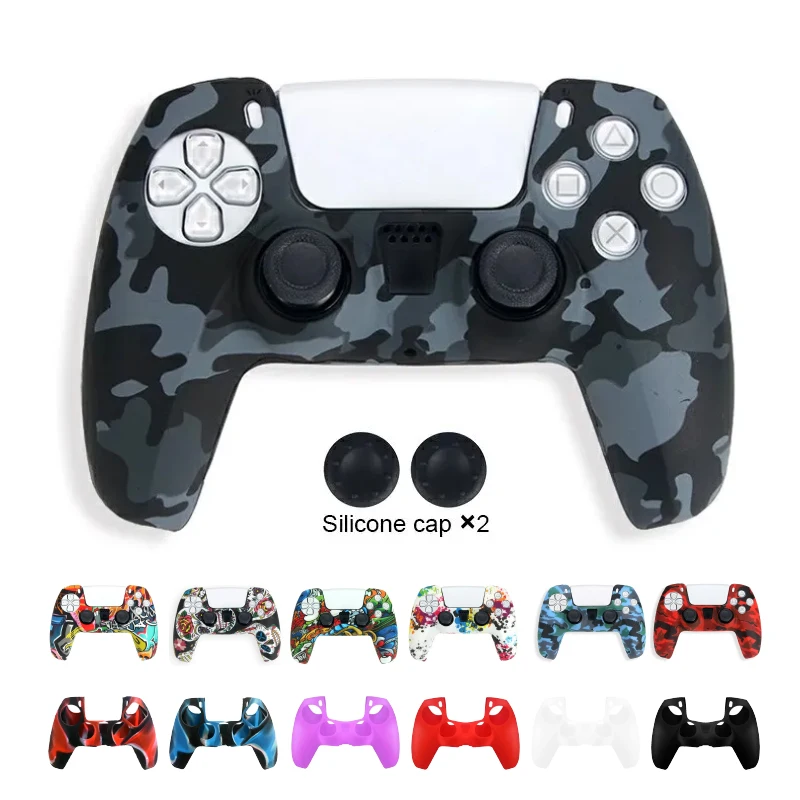 CAMO Ochranná pokožka pokožky pre Sony PlayStation 5 Silikónová rukoväť pre príslušenstvo radiča PS5