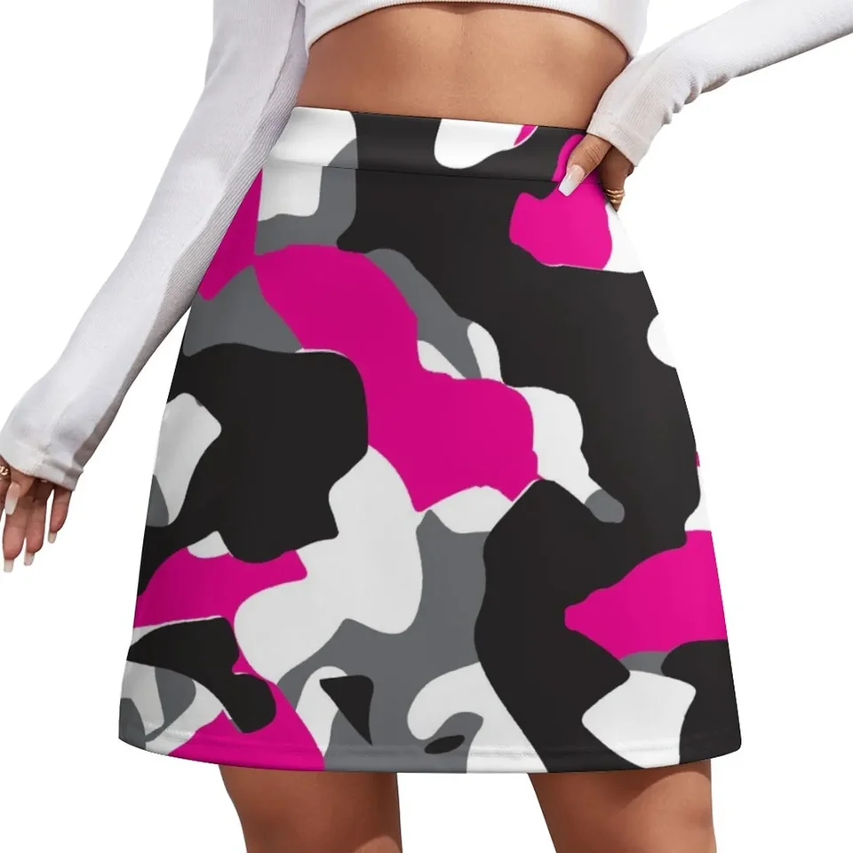 Camoflague Pattern s ružovským puzdrom mini sukne sukne kórejské módne šaty rozprávkové jadro