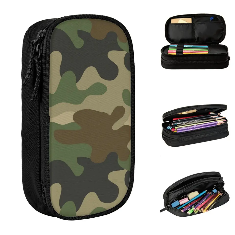 Camouflage ceruzka Puzdro Pase Cencil Piene držiak pero pre dievčatá chlapci veľkej kapacity ceruzkové tašky Školské zásoby zips
