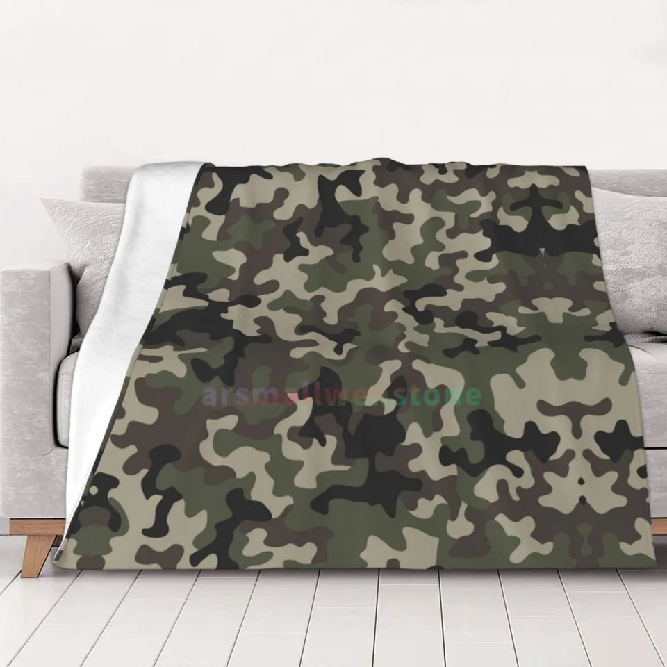 Camouflage flanel fleece prikrývka Mäkké teplé ľahké útulné protiúčelové fuzzy hádzanie prikrývok na pohovku na pohovku pohovky