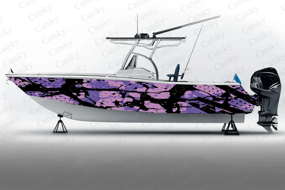 Camouflage Grafická farebná nálepka člnov Balenie rybie čln vodotesný vlastný námorný nálepka člna Wrap vinylové nálepky lodí