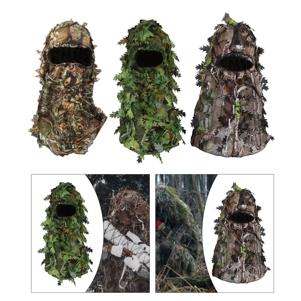 Camouflage Leafy Hat Camo Celá tvár unisex dospelý maskovaný pokrytie pokrývok hlavy pre fotografiu lesné morčacie morčacie vonkajšie