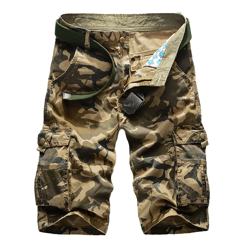 Camouflage náklady kraťasy Muži 2024 Nové pánske príležitostné kraťasy Mužské voľné práce Krátky Krátke Krátke nohavice Plus veľkosť 29-44 Žiadny opasok