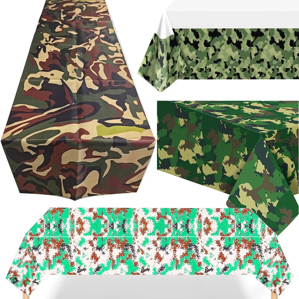 Camouflage Table Cover Army Narodeninové oslavy dekorácie stola Runner castflage na jedno použitie plastových obrus