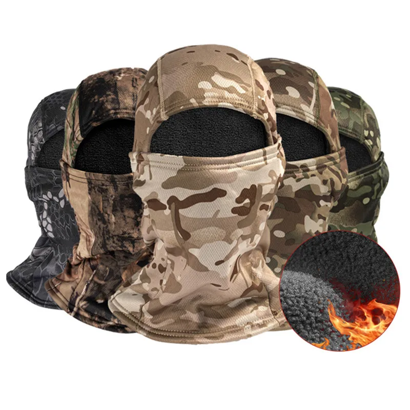Camouflage zima hrubá klobúk Balaclava Celá tvár Maska Cyklistika Cycling Camping Hunting Airsoft Cap Cap Cover lyžiarska maska
