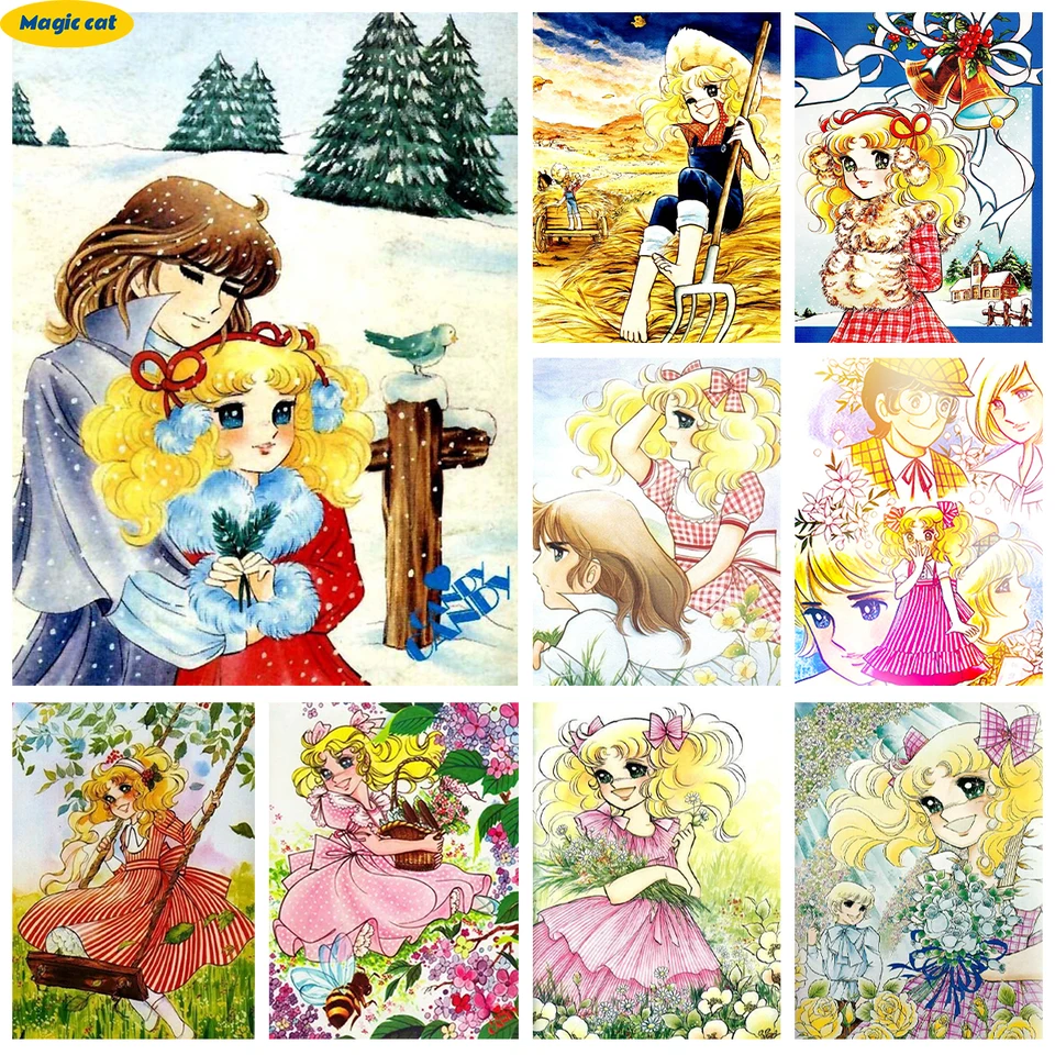 Candy Candy 5D Diamond Art výšivka dievča a kvety Plné okrúhle/štvorcové diamantové maľba krížového stehu nástenná mozaika