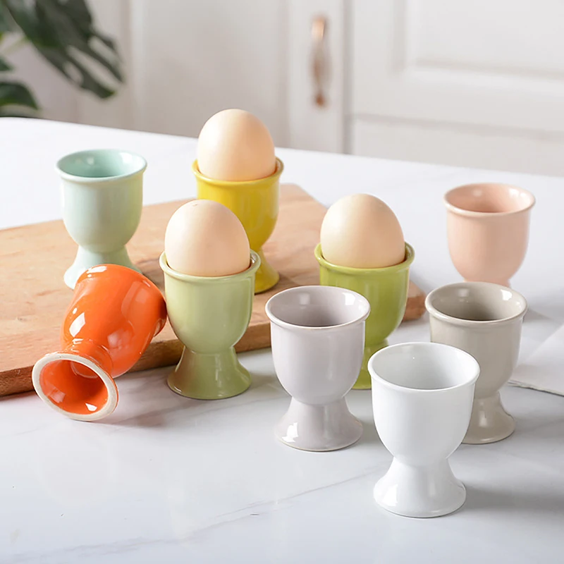 Candy Color Ceramic vajcia držiaky držiaky Kreatívne servírovacie šálky pre kuchynské držiak vajíčko šálky raňajok banketové vajcia Dodávky