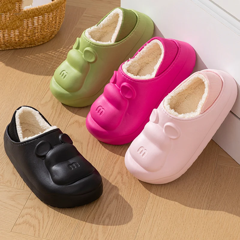 Candy Colors Waterproof Cotton Plippers Ženy 2024