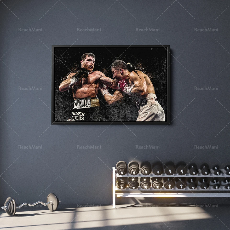 Canelo Álvarez vs gennady golovkin plagát box maľba ručne vyrobené plagáty plagáty plátno tlači