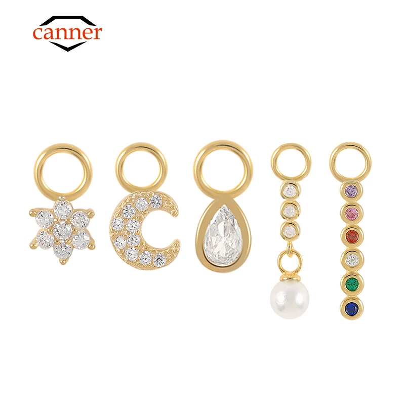 Canner 2pcs 925 Sterling Silver zirkónia perlová hviezda DIY Šperky Kúzla