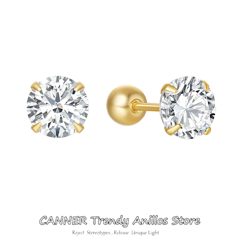 Canner 925 Sterling Silver 4 hrot zirkónové ušné gombíky pre žien/mužov Tragus chrupavka Štandardný lalok Daith Piercing Jewelry