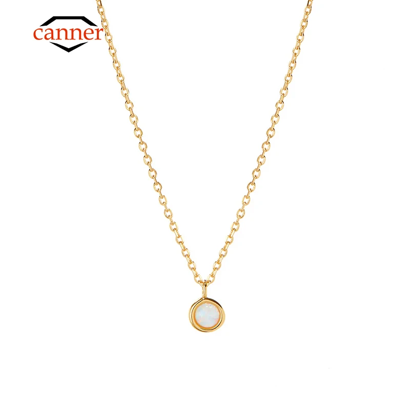 Canner Fashion Simple 925 Sterling Silver Classic Opal Náhrdelník Samica retiazky Kliknutia pre ženy pre ženy Svadobné jemné šperky