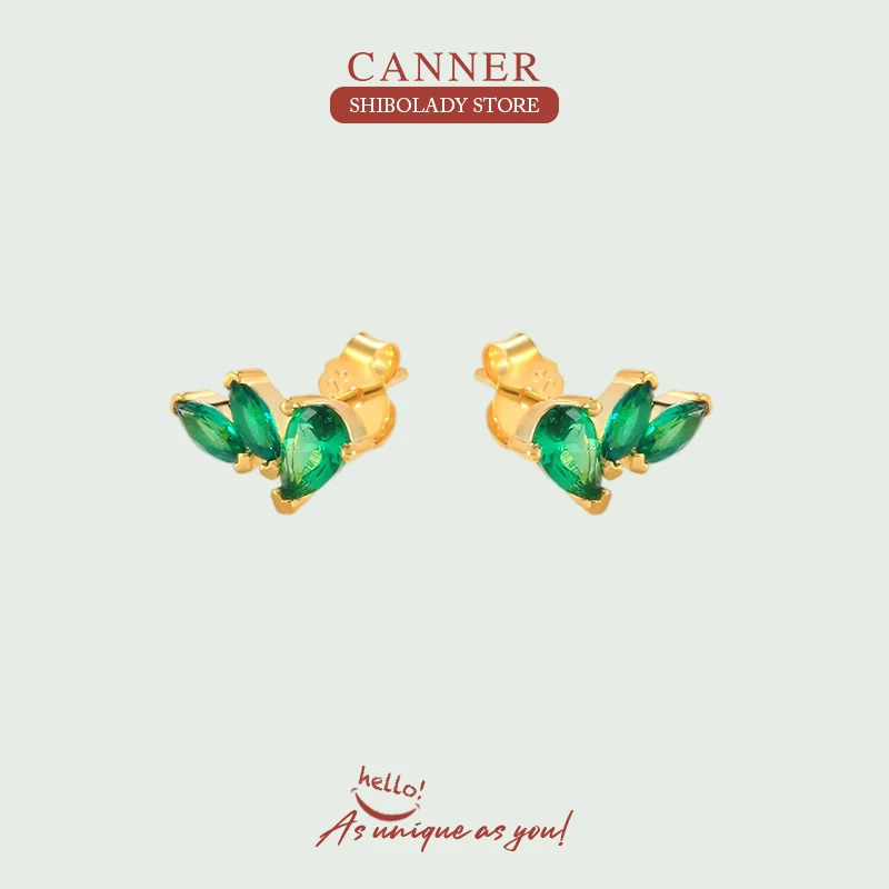Canner Simple Emerald 925 Sterling Silver náušnice pre ženy Stud náušnice Huggie Ear Piercing Piercing Až