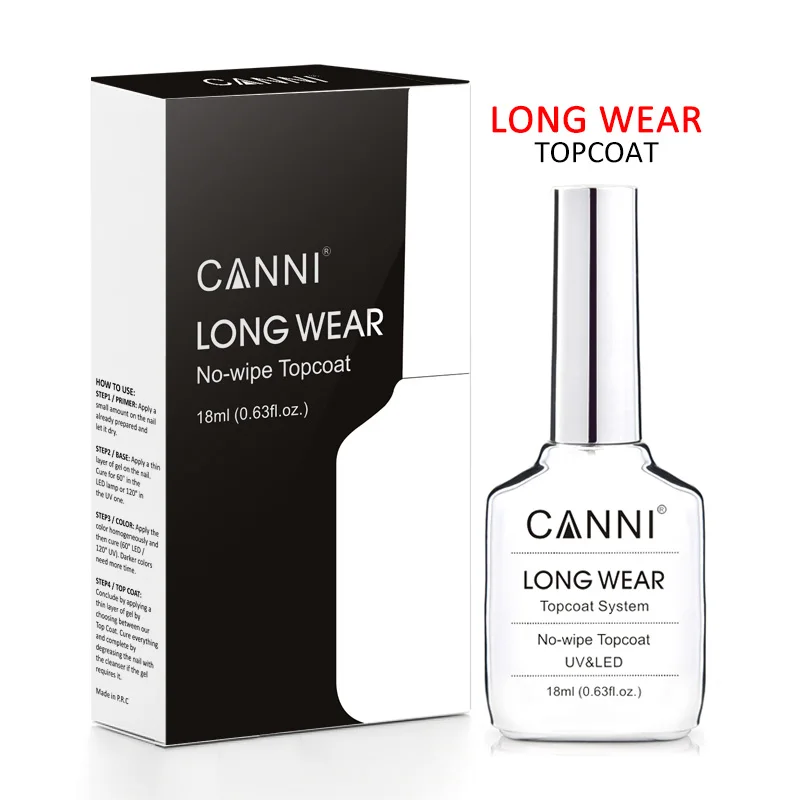 Canni 18 ml veľkého veľkosti Dlhé opotrebenie Diamond bez utierky vrchný kabát Peeloff Base Coat nechty manikúru namočenie UV LED farebný lak na nechtový gél