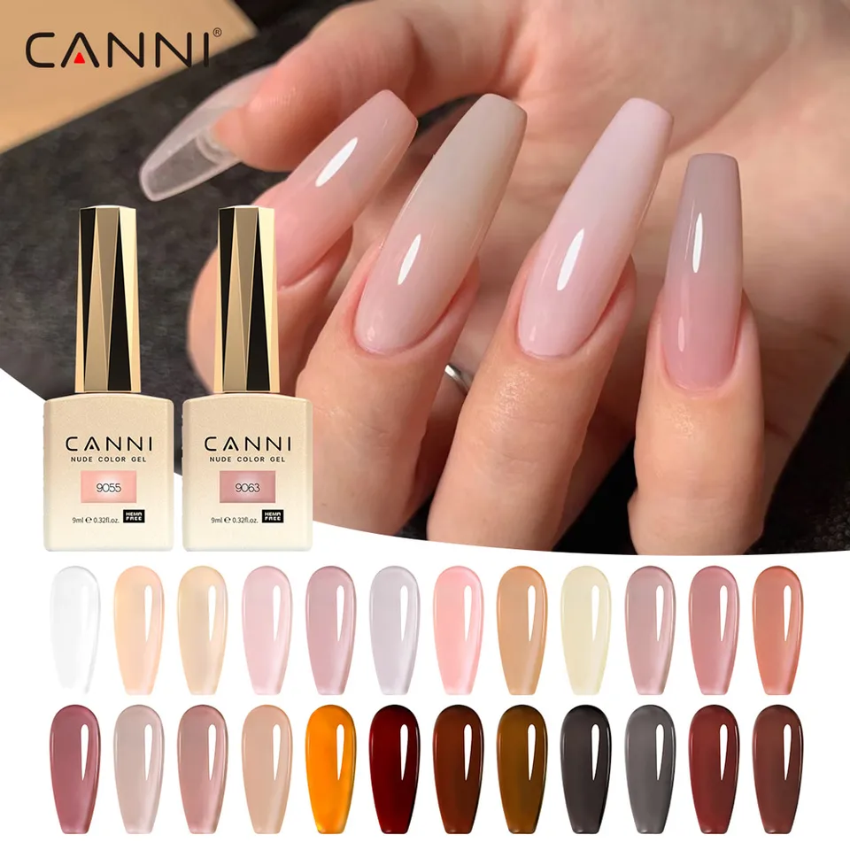 Canni 9 ml hema zadarmo priehľadný farebný nechtový gél Nový príchod CC3 namočený z UV LED laku lak lak lak biely nahý biely nahý