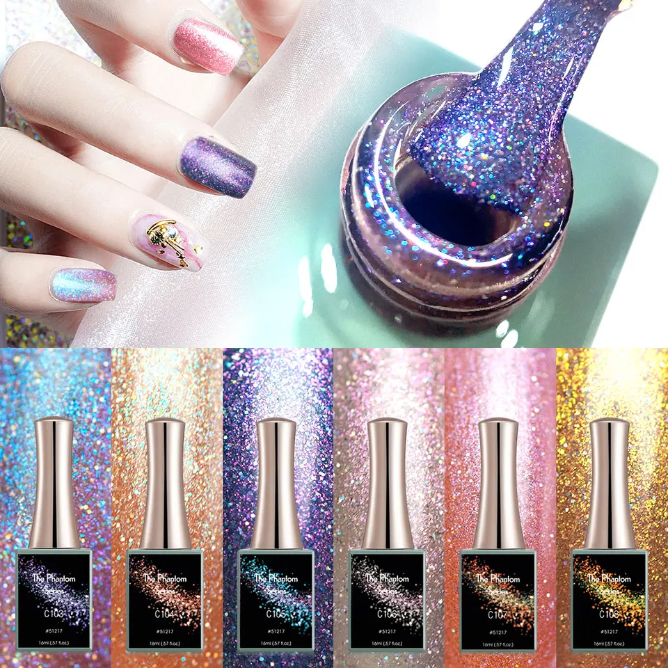 Canni nový 16 ml gél lesk Séria Phontom Shining Glitter Gel Gelish Pase Off UV LED LED nechtový gél DIY manikúru Zimný nechtový salón