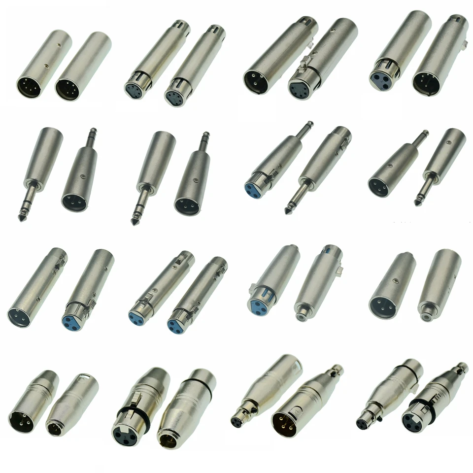 Canon XLR 3pin Sámska hlava na 6,5 ​​ženského mini XLR 5pin Revolution RCA 3,5 mm mužské lotosové zvukové ženské sedadlo 6.35 Mikrofónový adaptér
