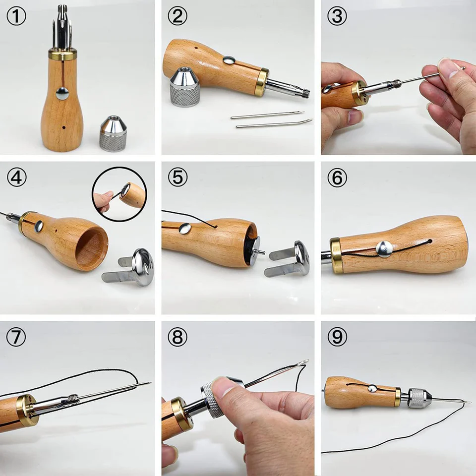 Canvas Leather Spravenie Awl Awl Oprava zámku Zamknutím stehov Set Speedy Stitcher Nástroj na opravu topánok a kože Nov99
