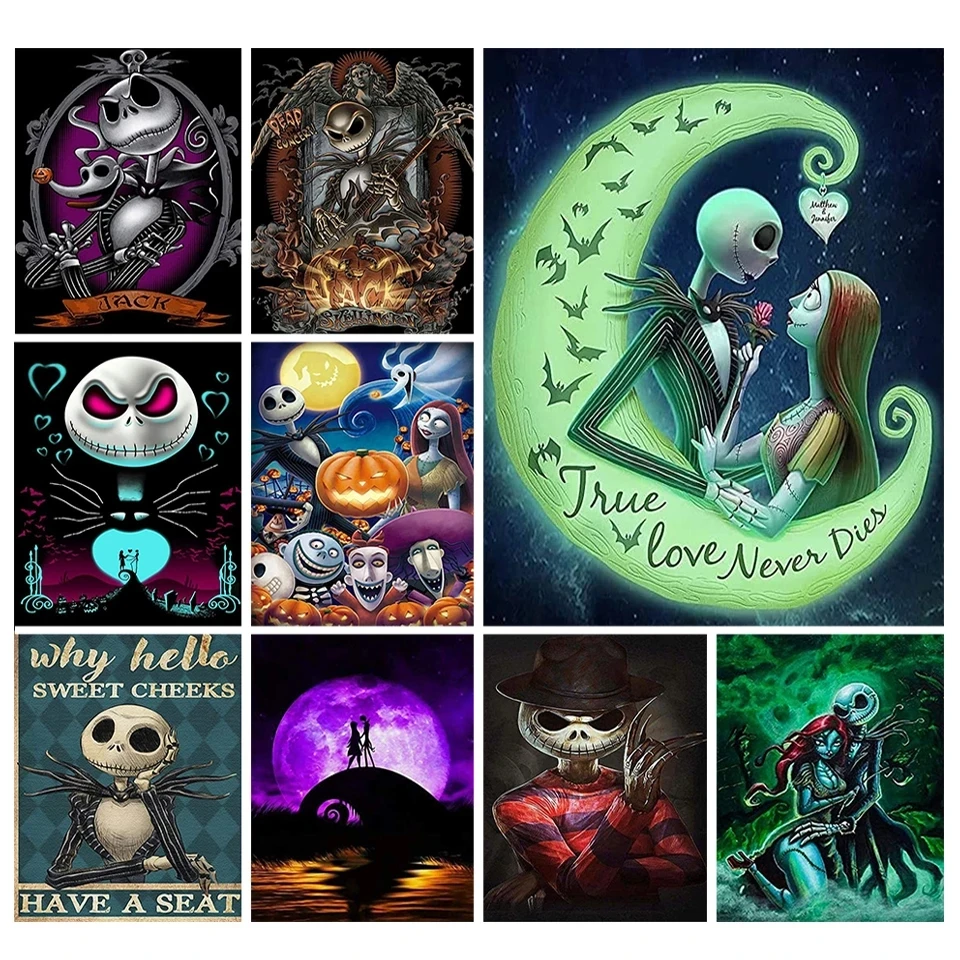 Canvas maľba Disney Jack Skallington Art Wall Tlačte Plagát Spálňa obývacia izba Domáca dekorácia detská izba dekorácia jedinečný darček