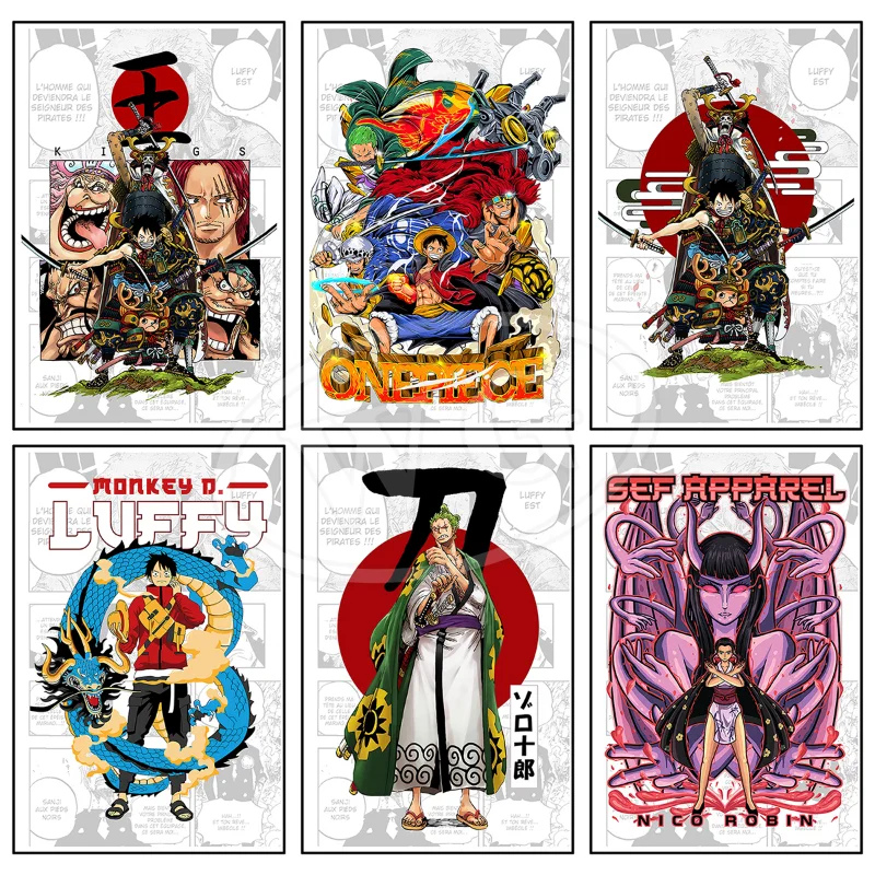 Canvas maľba jedného kusu anime figúrka opice d luffy roronoa zoro nico · Robin HD tlač pre spálne vianočné dekorácie darčeky