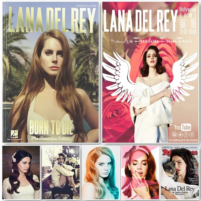 Canvas maľba Lana del Rey Art Pop hudba narodená do die plagátov výtlačky dekorácie nástenné umenie Obrázok pre obývaciu izbu Domovodá dekorácia