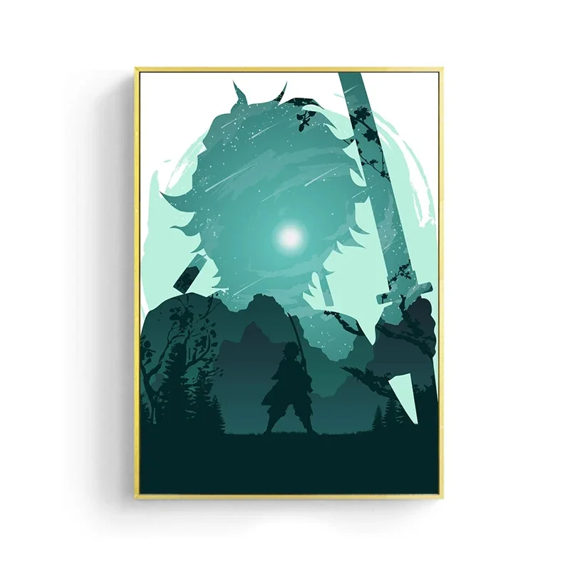 Canvas maľba minimalistického anime démon Demon Slayer Tanjiro Wall Art Manga Plagáty a výtlačky Obrázok pre dekoráciu izby pre deti