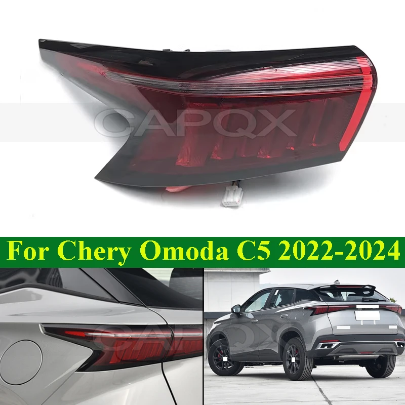 CAPQX Zadný nárazník zadné svetlo zadné svetlo pre Chery Omoda C5 2022-2024 Taillight Taillamp Brzdenie svetlo Zadné svetlo