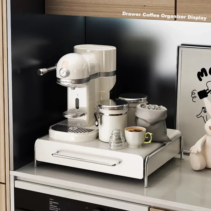 Capsule Coffee Display Rack Skladovacia zásuvka Bar ins veterný stôl Top čajový vrecko Storage Box Coffee Stroj na základné zásuvky Skladovacie police