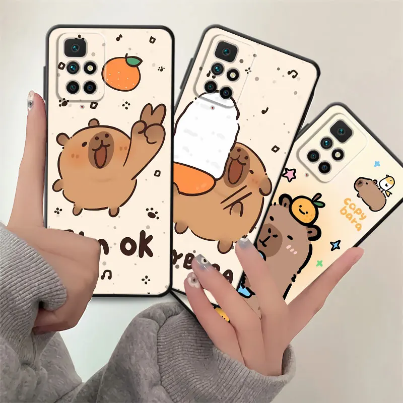 Capybara Cupy Pase pre telefón pre Xiaomi Redmi Note 13 Pro 12 11 Pro 11S 9S 11T 11E 10 9 12 Pro 10s 8t 8 7 Čierny škrupina