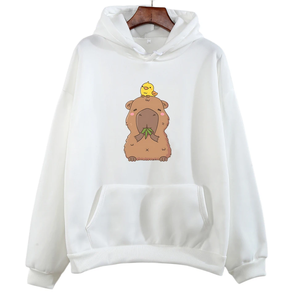 Capybara kawaii karikatúra tlačová mikina pre dievčatá roztomilé grafické mikiny Ženy/muži Jeseň/zimné oblečenie s kapucňou s dlhým rukávom