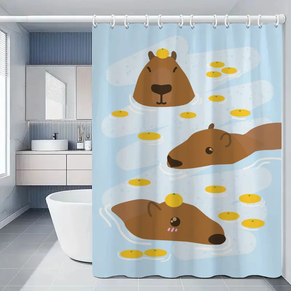 Capybara kúpeľňa sprchovací záves na záclony záclony v kúpeľni kryt vodotesná tkanina plná 200x180 curtins vtipné výrobky domácnosť domov