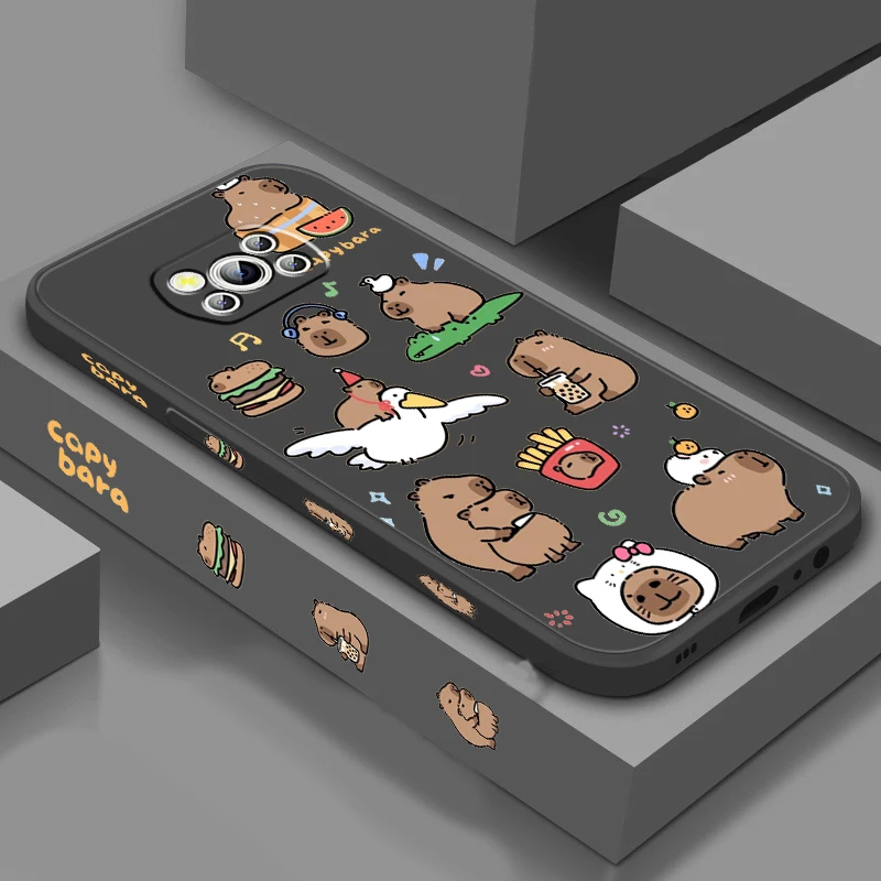Capybra Cartoon Fashion Módna roztomilá tekutina ľavé lano pre xiaomi mi POCO x6 x5 x4 x3 m6 m5 m5s m4 m3 f5 f4 f3 Pro 5g TPU Puzdro