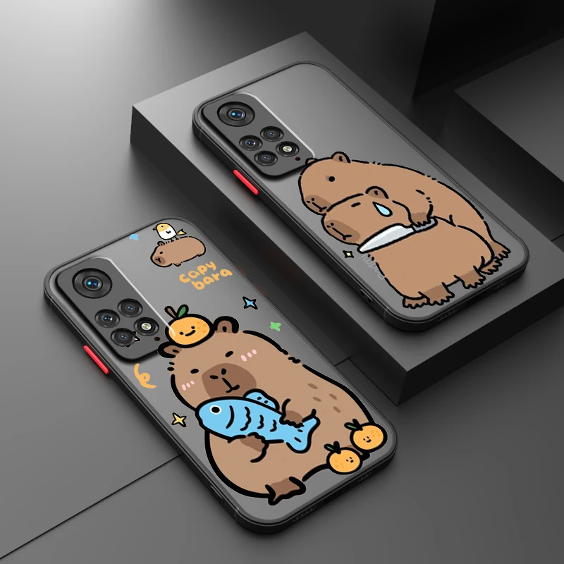 Capybra Cartoon Fashion Módne roztomilý matný priesvitný priesvitný pre Redmi Note 13 12 12S 12T 11T 11E 10S 9 Pro Plus 5G Soft Soft Pase Puzdro