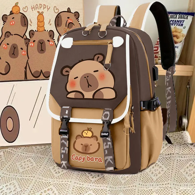 Capybra Computer Backpack College School Casual Daypack Teens Bag Veľká kapacita nastaviteľná školská taška