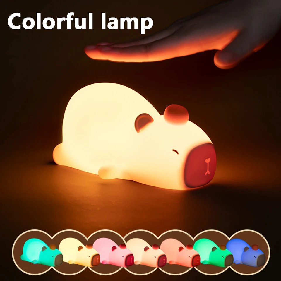 Capybra Night Light Atmosféra Light Silikone LED rozkvitnutá lampa pre zvieratá s časovačom pre detskú spálňu narodeninové darčeky pre chlapcov dievčatá