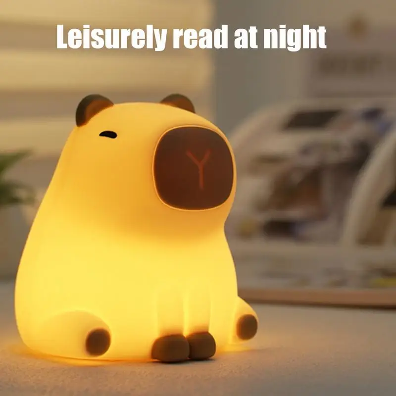 Capybra Night Light Silikón Nabíjateľné roztomilé zvieracie nočné svetlo 3-stupňové úpravy