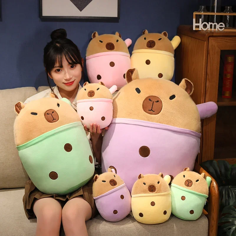 Capybra plyšová simulácia hračky simulácia cabara mliečna čajka Fluffy Doll Dollsed Animals Bubble Funny Darček na Vianoce