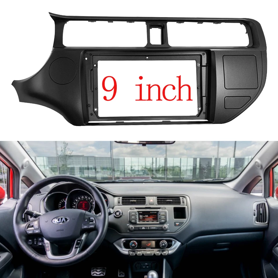 CAR 2DIN Audio Radio Fascia Rám pre Kia Rio 2012 9 palcovej veľkej obrazovky Stereo Dash