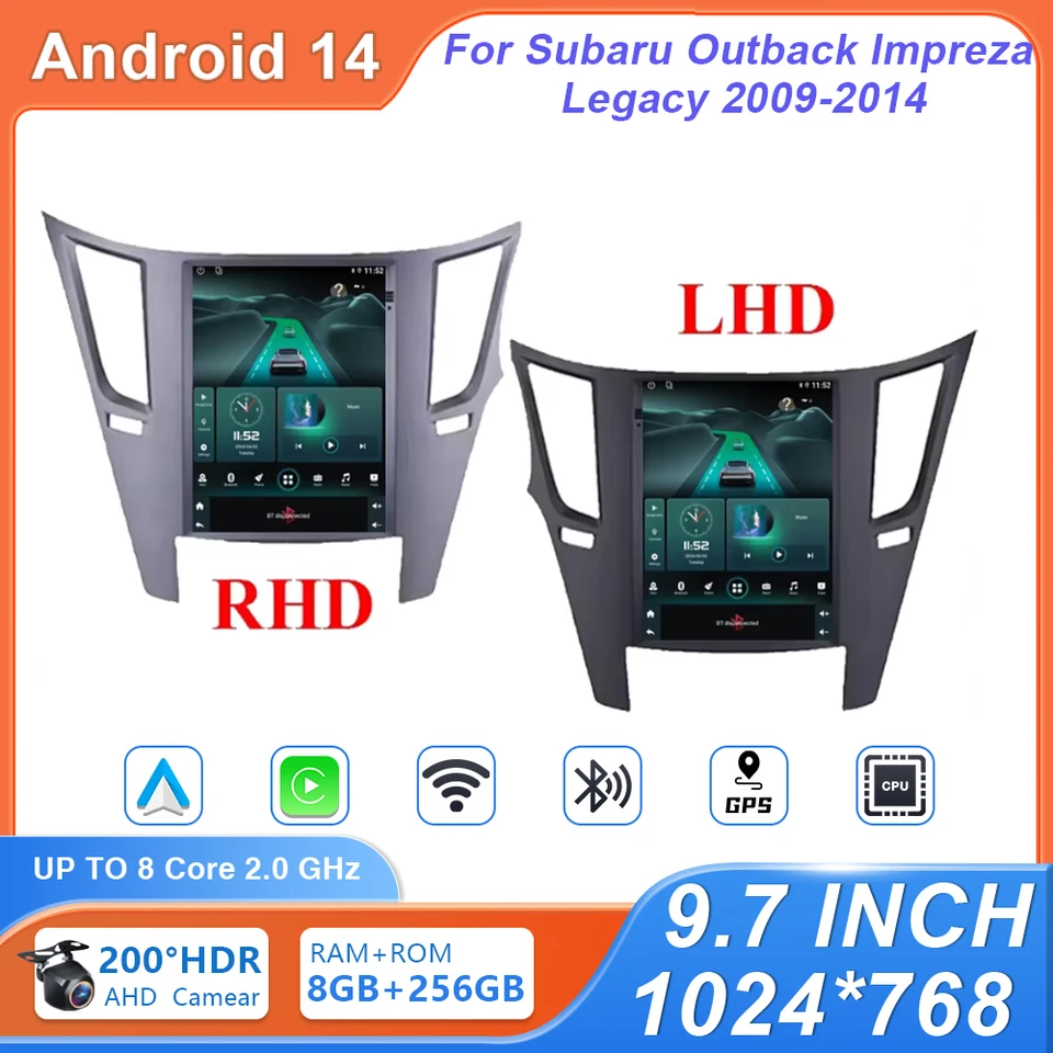 Car Android 14 pre Subaru Outback Impreza Legacy 2009 - 2014 Car Radio Radio Stereo Multimedia Player GPS Navigation Wireless CarPlay