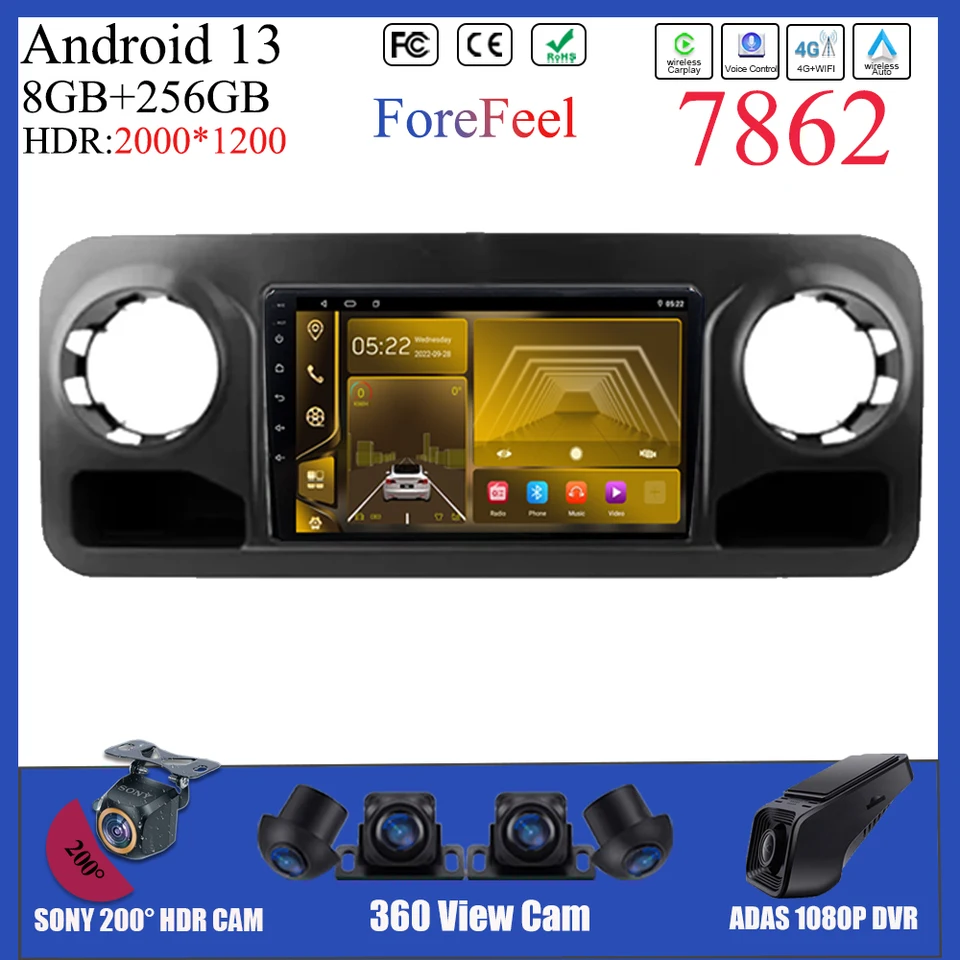 Car Android pre Mercedes Benz Sprinter 2018 - 2022 2 DIN Multimedia Video Player Player CarPlay GPS Navigation Bluetooth 8 Core WiFi 5G
