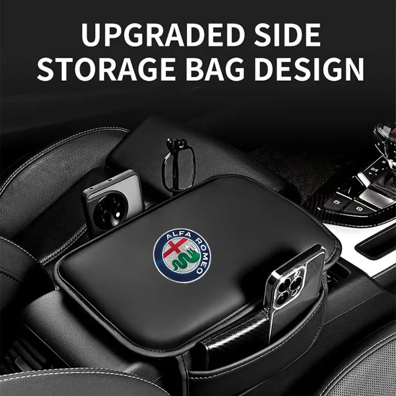 Car Armrest Box Pad Leather Auto Armrest Mat Car Accessories For Alfa Romeo Giulietta Mito Giulia Stelvio Brera 147 GT 156 159