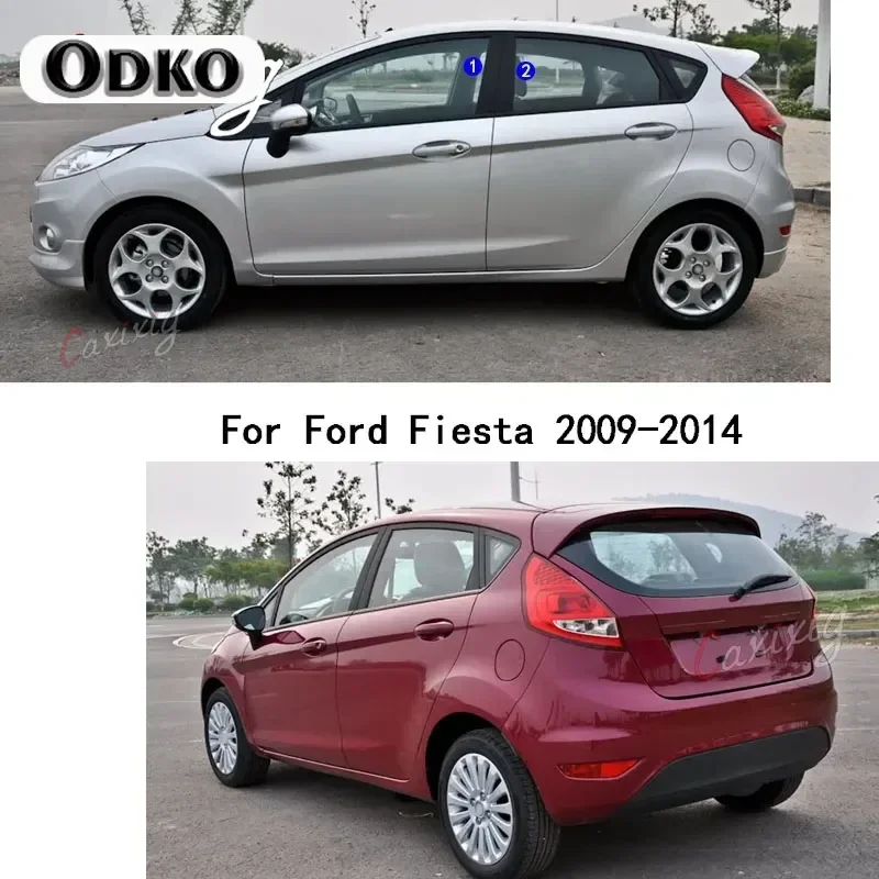 CAR PC Material stĺp stĺpik kryte dvere obloženie okna lišta Nálepka 4ks pre Ford Fiesta 2009 2010 2012 2012 2013 2014