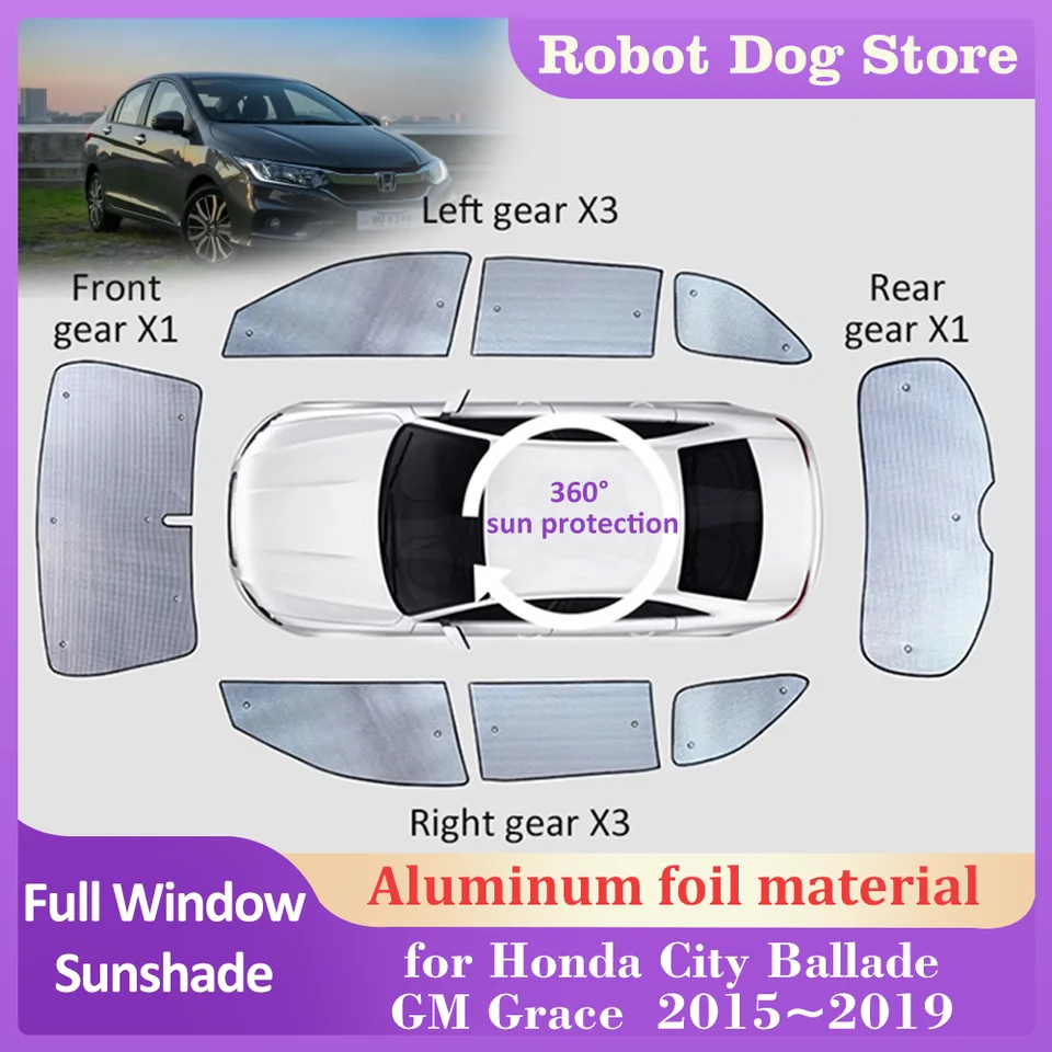 Car Sunshades Rat pre Honda City Ballade GM 6. Gen Grace 2015 ~ 2019 Strešné okná Sun Priečko Činné sklo Cover Cover Cover