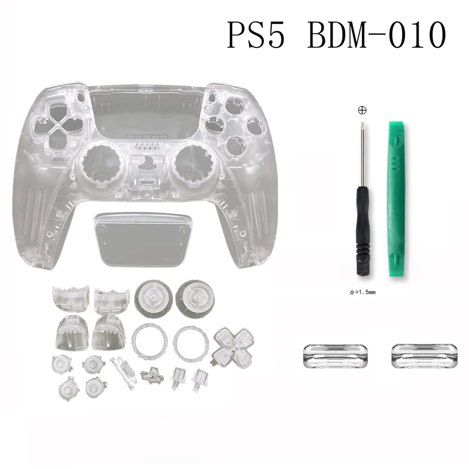 Carcasa Transparente para mando de dualsense5, carcasa de repuesto con botones komplex, herramientas de bricolaje y tapa de si
